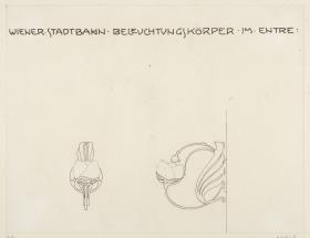 Wien, Stadtbahn, Wandlampe, Vorder- und Seitenansicht