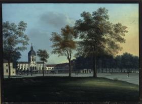 Schloss Charlottenburg von der Stadtseite bei Morgenlicht