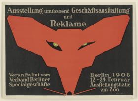 Ausstellung umfassend Geschäftsausstattung und Reklame