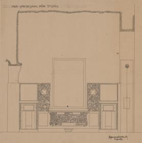 St. Louis, Sommersitz eines Kunstfreundes auf der internationalen Ausstellung, Speisezimmer, Raum 25, Aufriss der Südwestwand