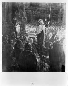 Detail: Der König vor dem Altar; Fotografie aus dem Krönungsalbum