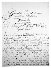 Handschriftlicher Bericht Adolph Menzels zum Krönungsbild im Krönungsalbum