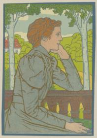 Sitzende Frau im Profil. Illustration zu: Luise Glass, Das Montagskränzchen. Bd. 1 der Kränzchenbibliothek