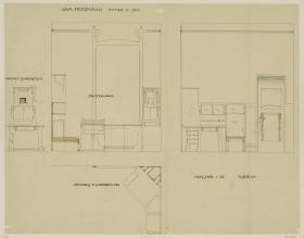 Hinterbrühl, Villa Friedmann, Damenzimmer, Aufriss zweier Wände