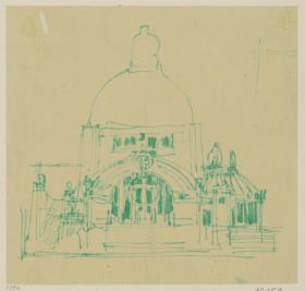 Wien, Projekt Kaiser Franz Joseph Jubiläumskirche, Skizzenblatt mit Fassade