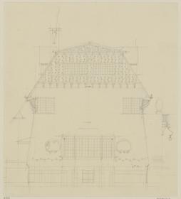Darmstadt, Wohnhaus Keller, Vorentwurf, Aufriss der Südwand