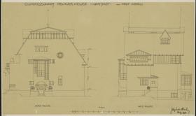 Darmstadt, Wohnhaus Keller, Aufrisse der Nord und Westfassade
