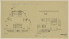 Darmstadt, Wohnhaus Keller. Aufrisse der Süd- und Ostfassade