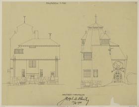 Darmstadt, Wohnhaus Deiters, Aufrisse der West und Ostfassade