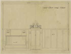 Darmstadt, Wohnhaus Keller, Halle, Aufriss der Westwand