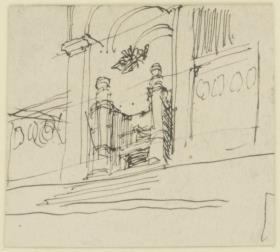 Wien, Ausstellungsgebäude der Secession, Perspektive, Skizze zum endgültigen Entwurf