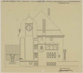 Strassburg, Projekt Villa Schwarzmann, Aufriss der Südostfassade