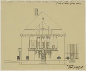 Strassburg, Projekt Villa Schwarzmann, Aufriss der Nordwestfassade