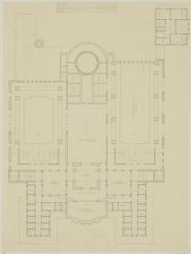 Darmstadt, Projekt Hallenschwimmbad, Grundriss des ersten Obergeschosses