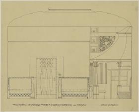 Darmstadt, Musiksaal im Neuen Palais, Aufriss der Eingangswand