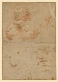Vier Kinderköpfe in verschiedenen Haltungen, Vorstudien für die Allegorie des Friedens (National Gallery, London)
