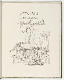 Menü zum 50. Geburtstage von Paul Cassirer