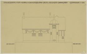 Darmstadt, Stallgebäude mit Kutscherwohnung für Julius Glückert, Aufriss der Südfassade