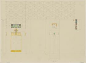 St. Louis, Sommersitz eines Kunstfreundes auf der internationalen Ausstellung, Teezimmer, Raum 23, Aufriss der Südostwand