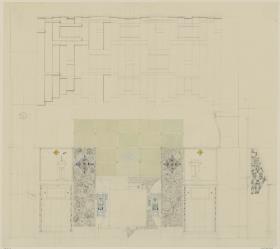 St. Louis, Sommersitz eines Kunstfreundes auf der internationalen Ausstellung, Speisezimmer, Raum 25,, Aufriss der Nordostwand