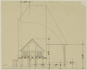 Darmstadt, provisorischer Konzertpavillon für die Künstlerkolonie Ausstellung, 1904, Aufriss einer Seitenfassade