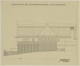 Darmstadt, Bildhaueratelier am Ernst Ludwig Haus, Aufriss der Nordfassade