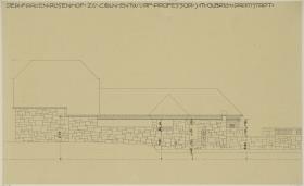 Köln, Frauenrosenhof der Deutschen Kunstausstellung, Aufriss der Nordwestfassade