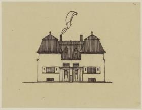 Darmstadt, Projekt Doppelhaus Cabinet, erste Version, Skizzenblatt