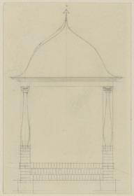 Darmstadt, Wohnhaus Habich, Gartenhäuschen, Aufriss der Südfassade