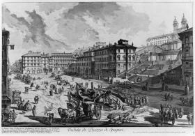 Ansicht der Piazza di Spagna in Rom (aus: Vedute di Roma)