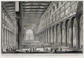 Schnitt durch das Innere der Basilica San Paolo fuori le Mura (aus: Vedute di Roma)
