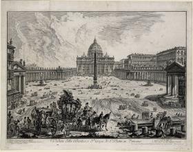 Ansicht der Basilica und des Platzes von San Pietro in Vaticano (aus: Vedute di Roma)