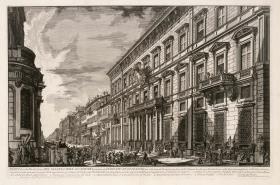 Ansicht des Palazzo dell'Academia in der Via del Corso (aus: Vedute di Roma)
