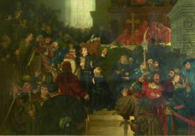 Luther nach seiner Rede auf dem Reichstag zu Worms