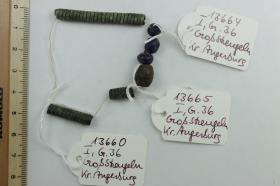 Bernsteinperle; Glasperlen; Spiralröllchen