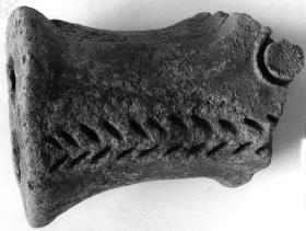 Fragment einer "Nilgiri"-Terrakotte; Schnauze eines Schweines