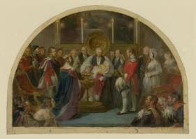 Die Taufe der Prinzessin Victoria von England. Skizze zum Gemälde der Kaiserin Friedrich in Berlin (1858)