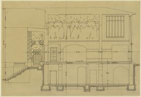 Darmstadt, Ernst-Ludwig-Haus, Vorentwurf zum Mittelraum, Schnitt