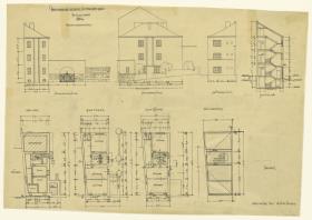 Wohnhaus Alexander Hoffmann, Wien, Bedienstetenwohnhaus, Grundrisse, Ansichten, Schnitt