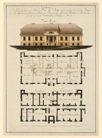Entwurf zu einem Amtshaus des Amtes Balga, Ansicht und Grundrisse