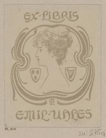 Exlibris Emil Uhles (Frauenkopf)