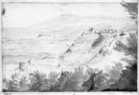 Blick auf Narni, links der See
