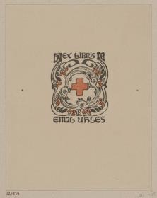 Exlibris Emil Uhles (Rotes Kreuz)