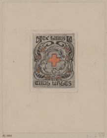 Exlibris Emil Uhles (Rotes Kreuz)