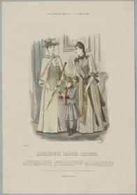 Illustrirte Frauen-Zeitung: Frühjahrs-Mantel mit Pelerine und Blusenkleid für kleine Mädchen