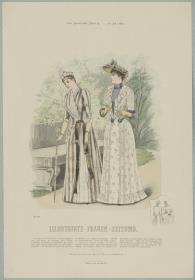 Illustrirte Frauen-Zeitung: Anzug mit Überkleid und Anzug mit kurzer Taille