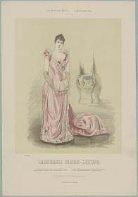 Illustrirte Frauen-Zeitung: Gesellschafts-Toilette mit halblanger Schleppe