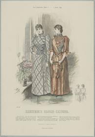 Illustrirte Frauen-Zeitung: Haus-Toilette mit Keulenärmeln und Gesellschafts-Toilette mit halblangen Bausch-Ärmeln