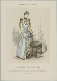 Illustrirte Frauen-Zeitung: Gesellschafts-Toilette mit Latz-Garnitur