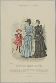 Illustrirte Frauen-Zeitung: Blusenkleid für kleine Mädchen, Anzug mit glatter Taille und Anzug mit Überkleid
